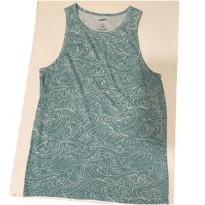 Sonoma Women's Tank Top Small Ocean Green Wave Print Sleeveless Shirt